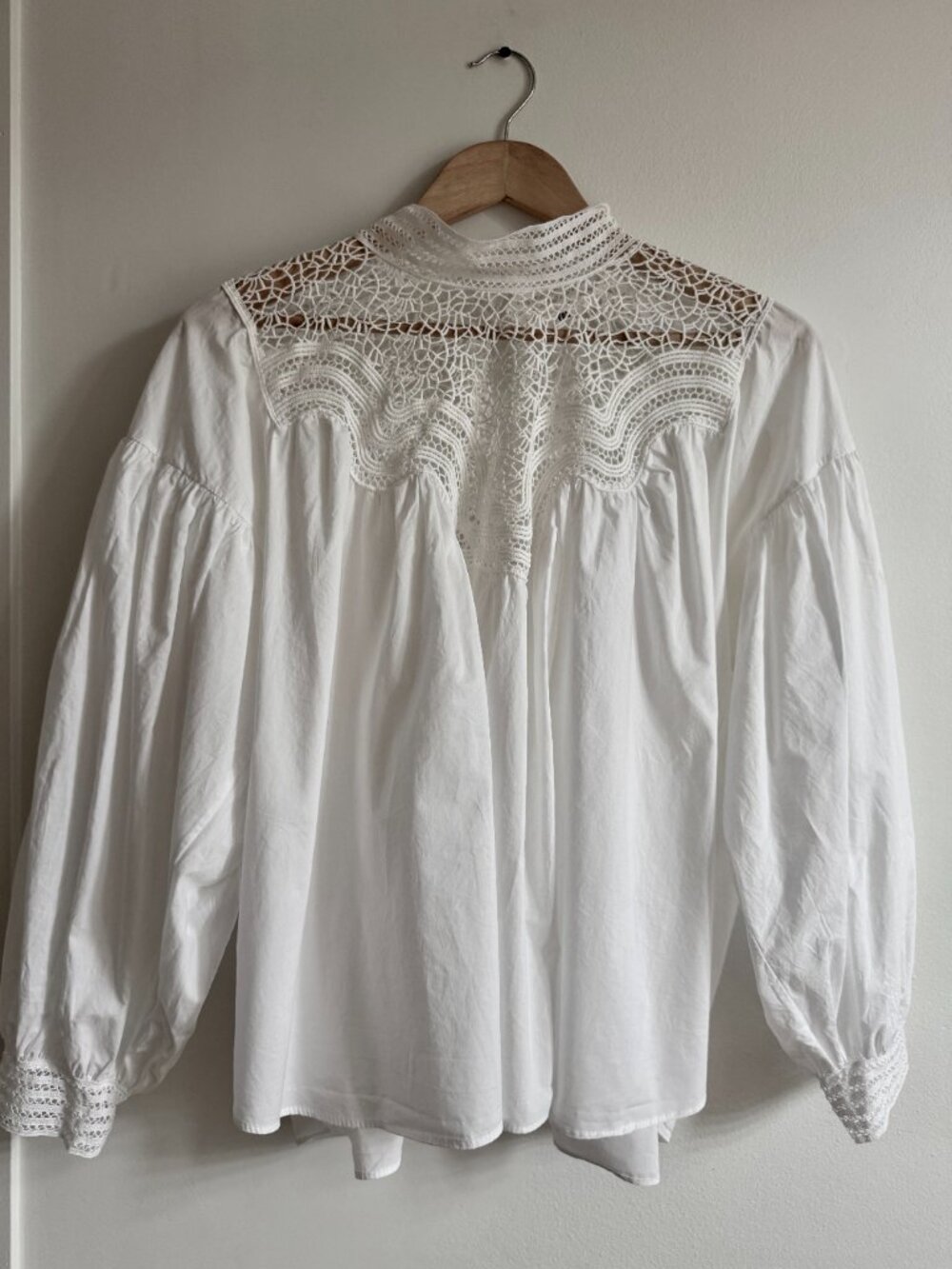 White Lace Blouse | Romantic Boho Spring Top | M